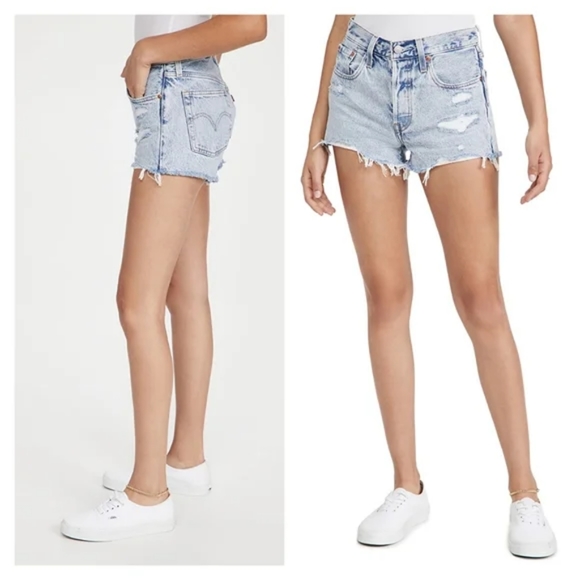 Levi's 501 Distressed Jeans Denim Shorts - Picture 5 of 9